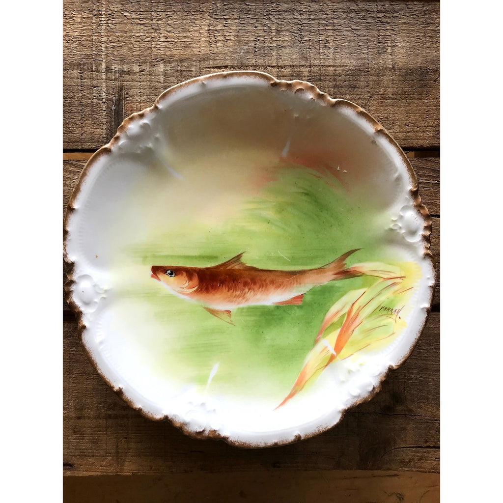 Antique Coronet Limoges Pair of Signed Fish Plates