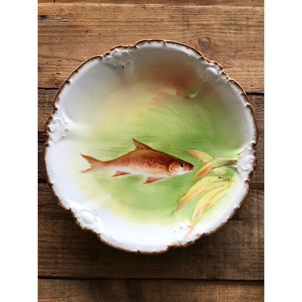 Antique Coronet Limoges Pair of Signed Fish Plates