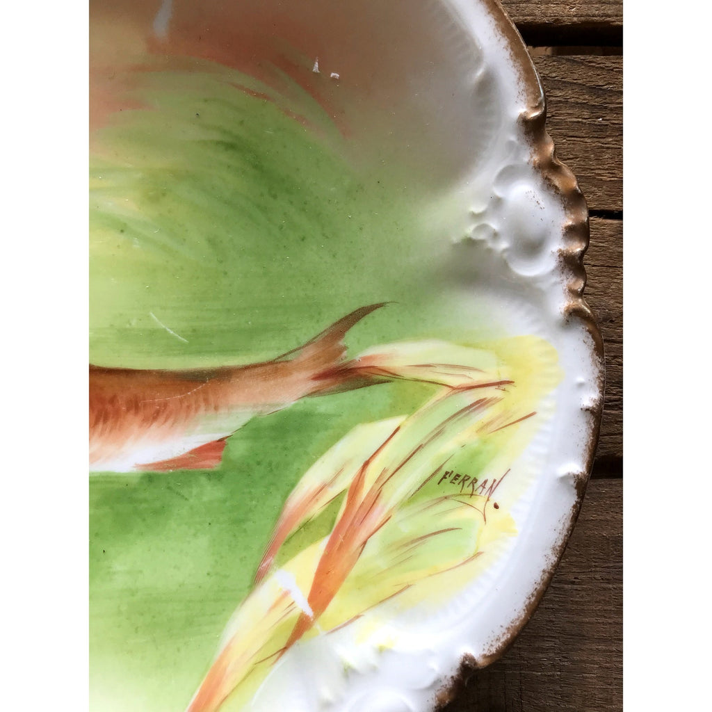 Antique Coronet Limoges Pair of Signed Fish Plates