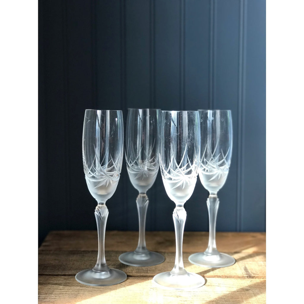 Frosted Crystal Vintage Champagne Flute