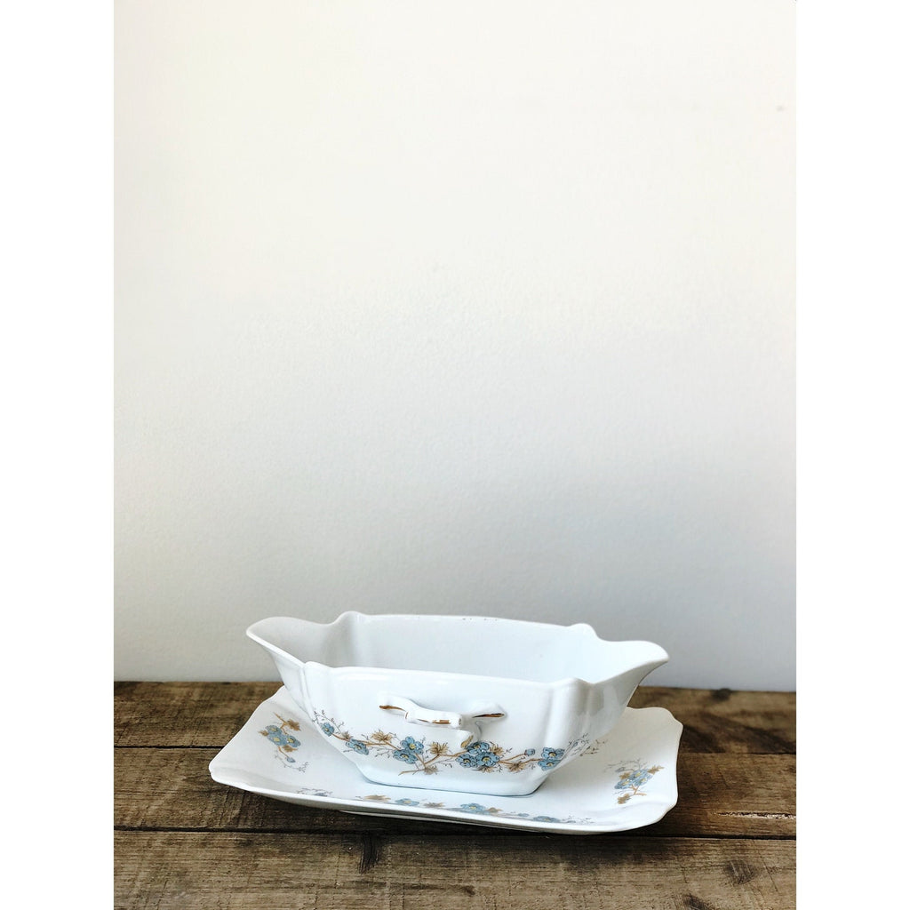 Hand Painted Vintage Altrohla Austria Gravy Boat with Under Plate