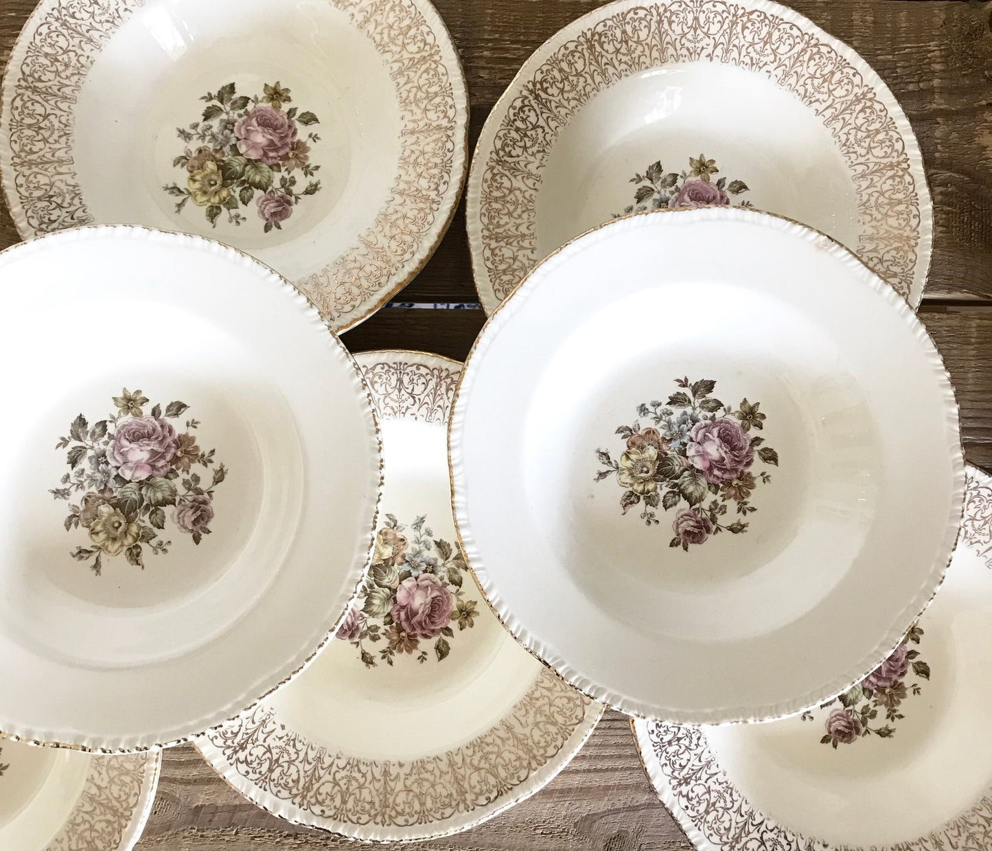 Set of 4 Vintage Mix Match Floral Soup Bowls