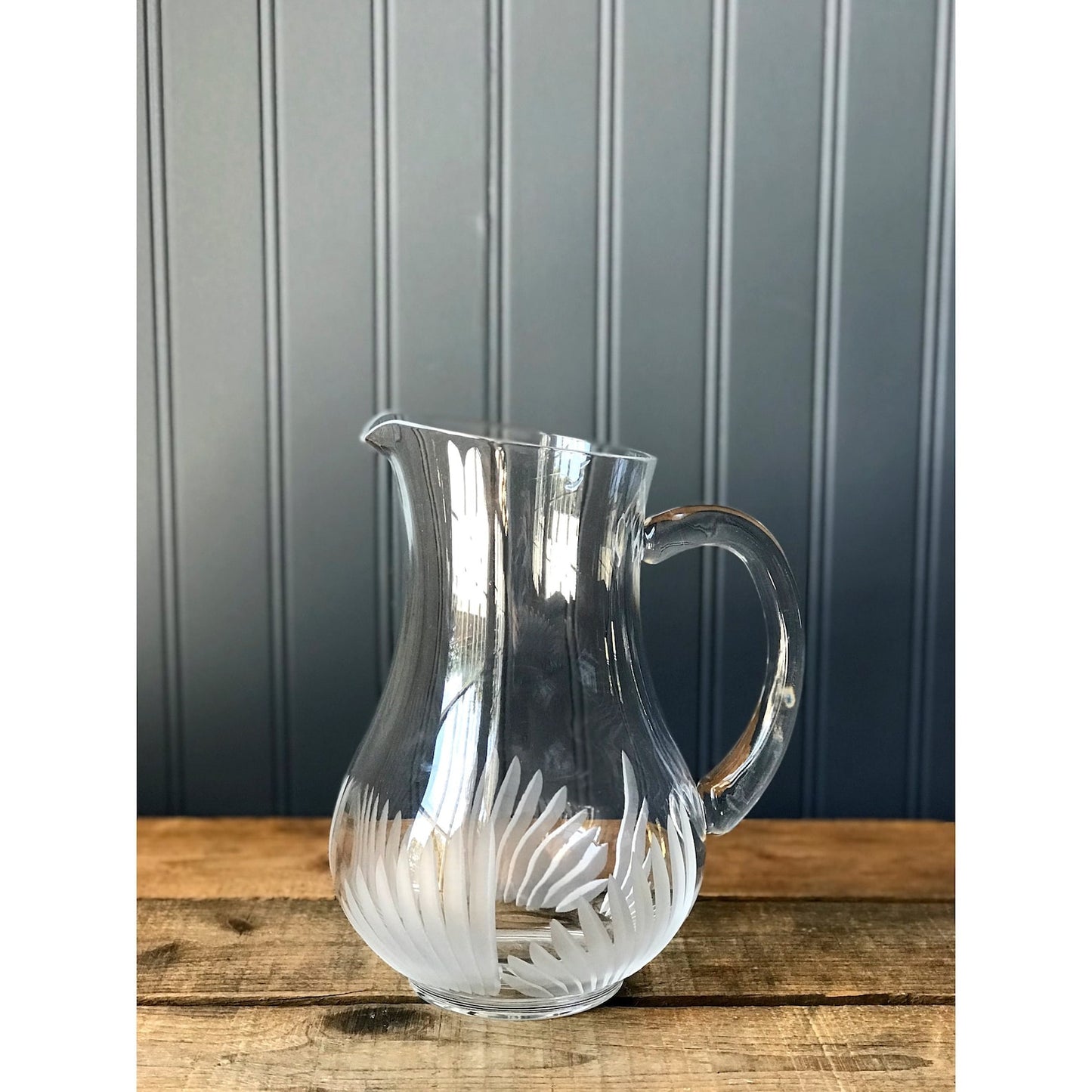 JG Durand Etched Palm Frond Pitcher