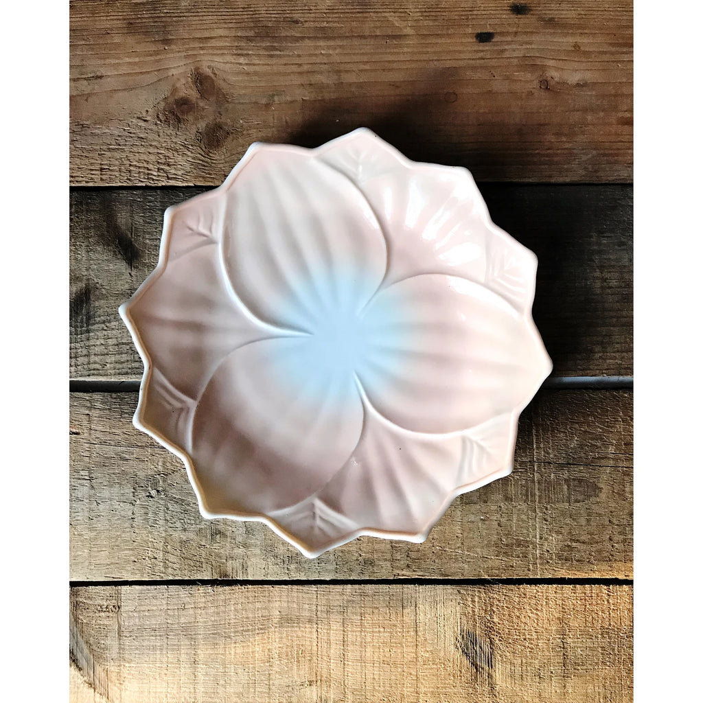 Vintage Set of 4 Lotus Design Milk Glass Salad Plates