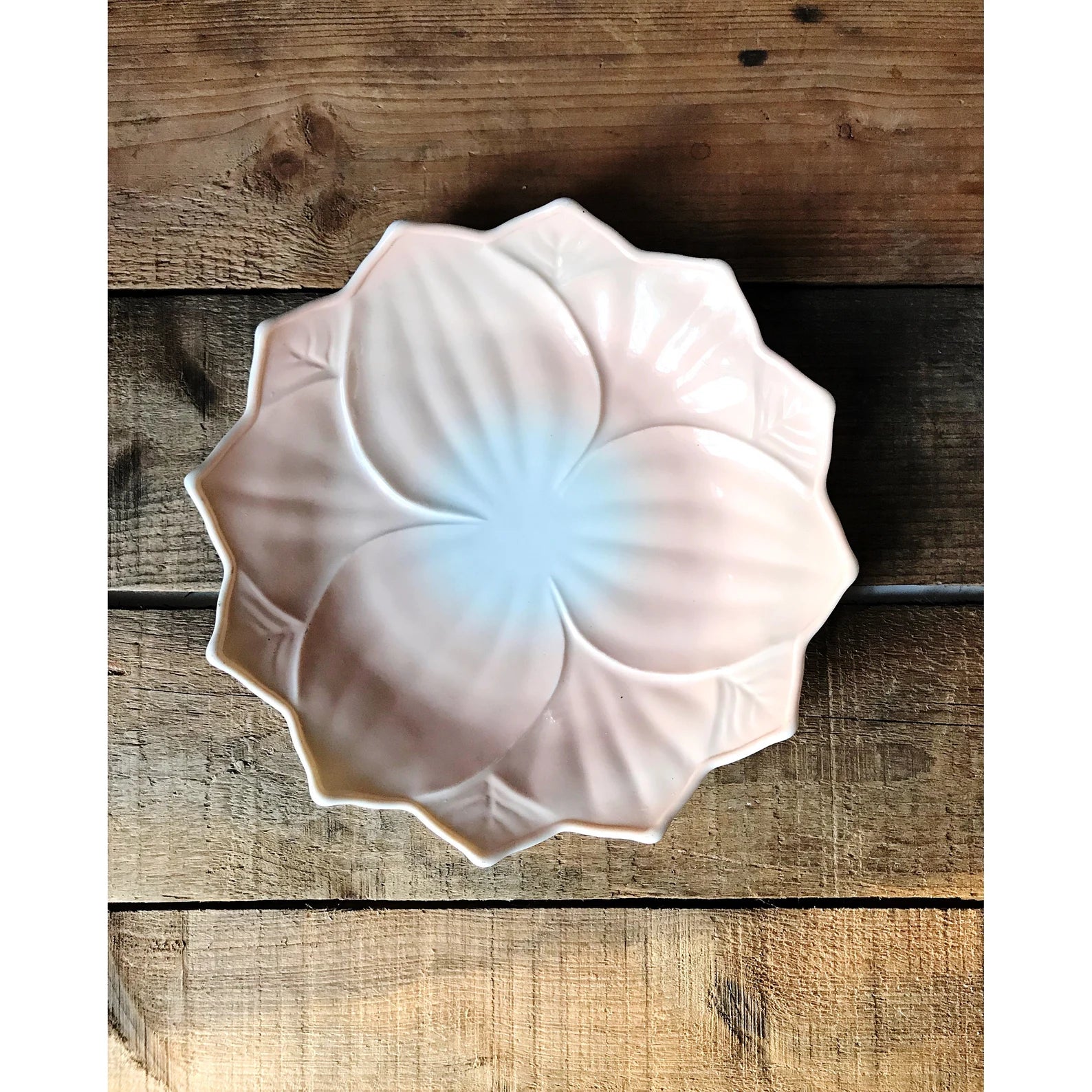 Vintage Set of 4 Lotus Design Milk Glass Salad Plates