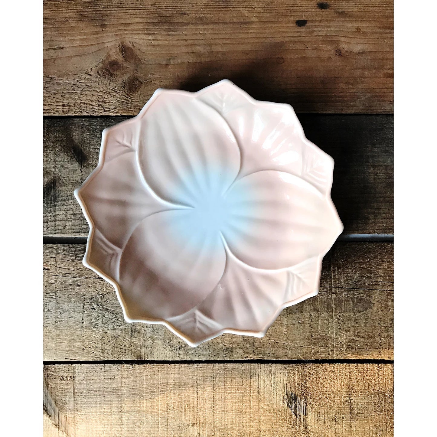Lotus Design Milk Glass Plate
