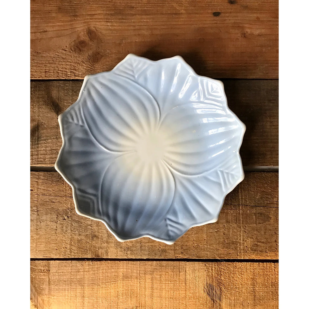 Vintage Set of 4 Lotus Design Milk Glass Salad Plates