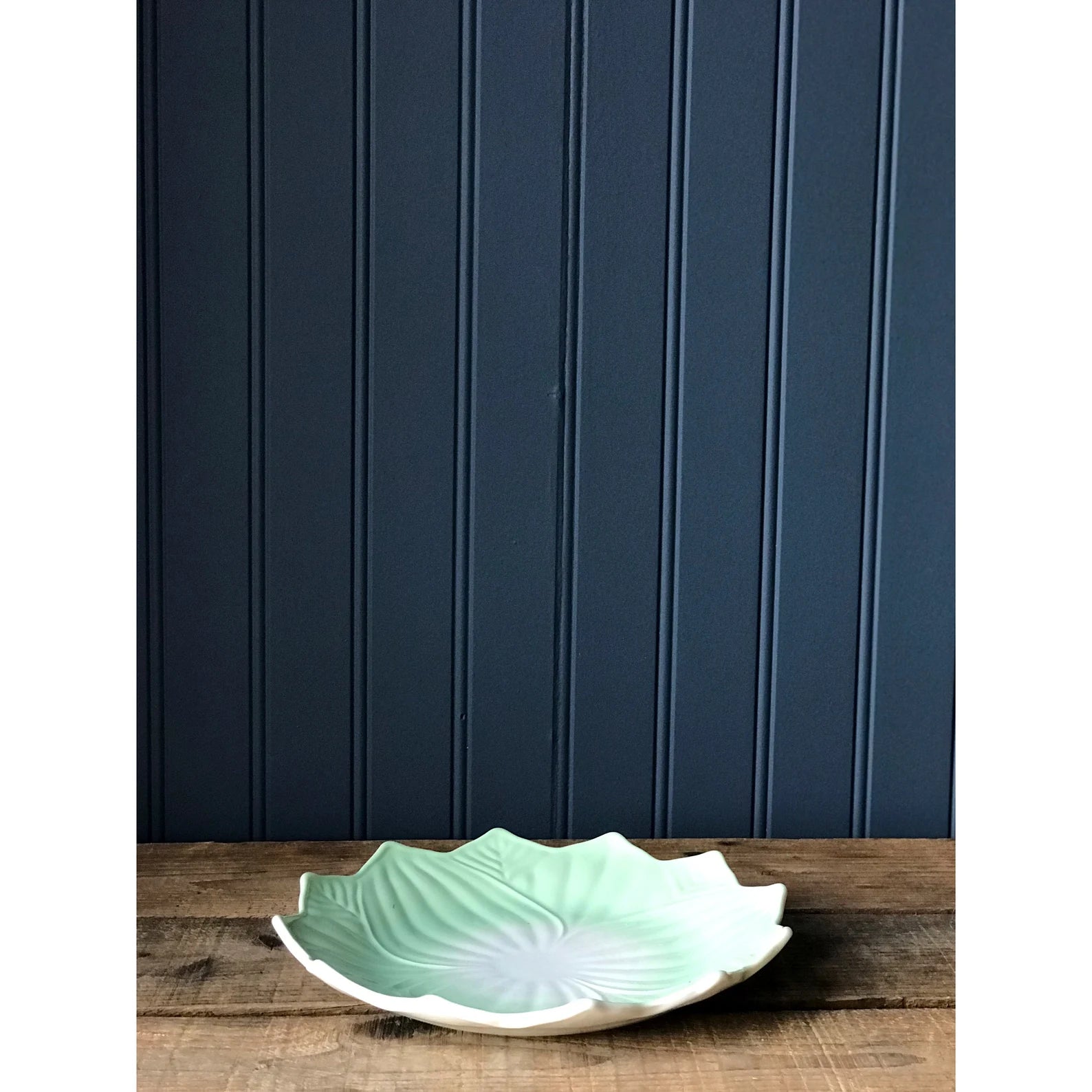 Vintage Set of 4 Lotus Design Milk Glass Salad Plates