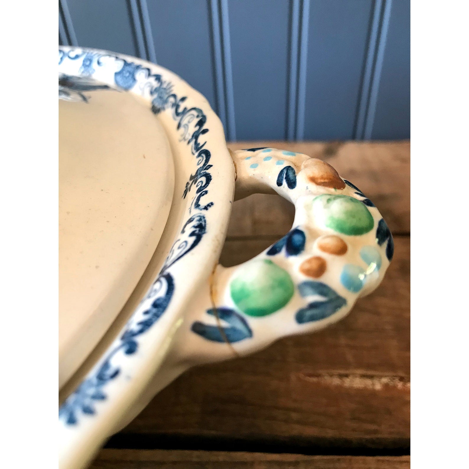Vintage Mason's Multicolor Fruit Basket Round Covered Vegetable Dish