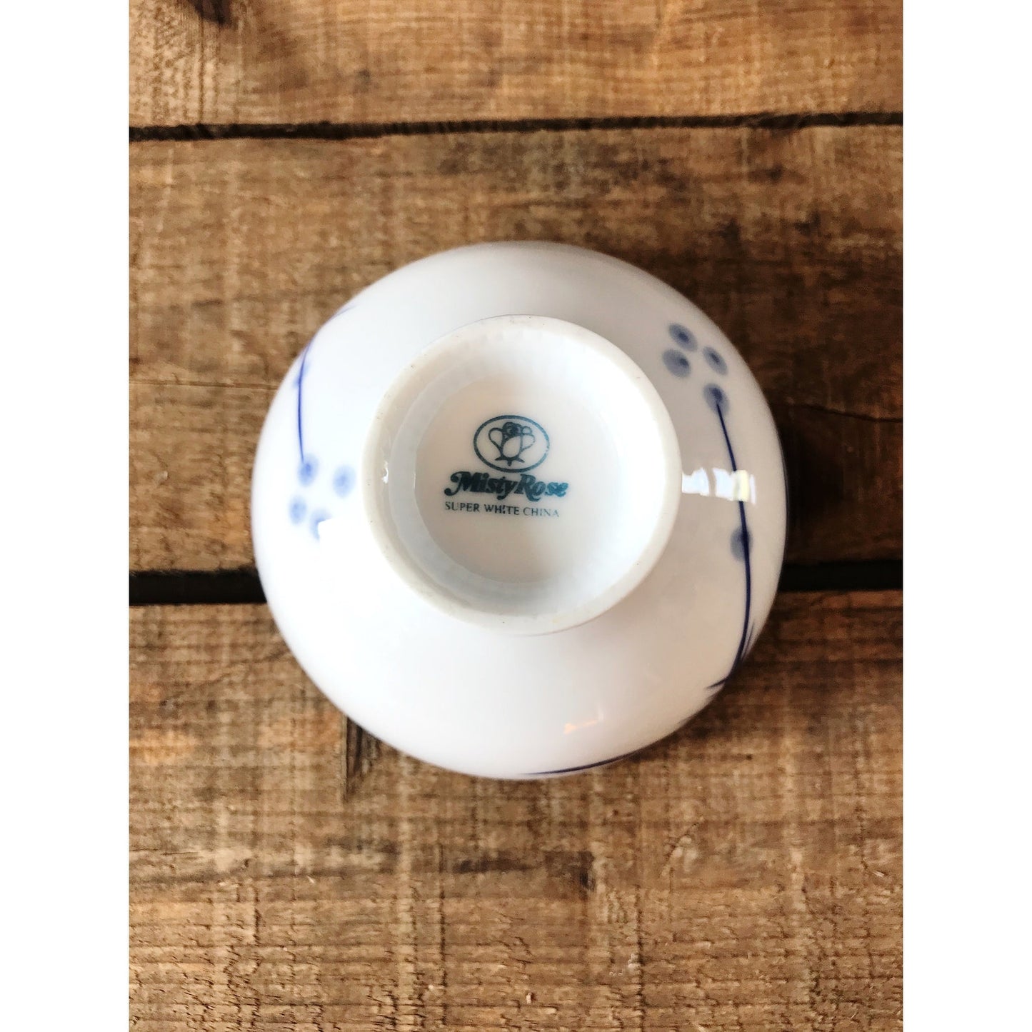 Misty Rose Blue & White Porcelain Rice Bowl