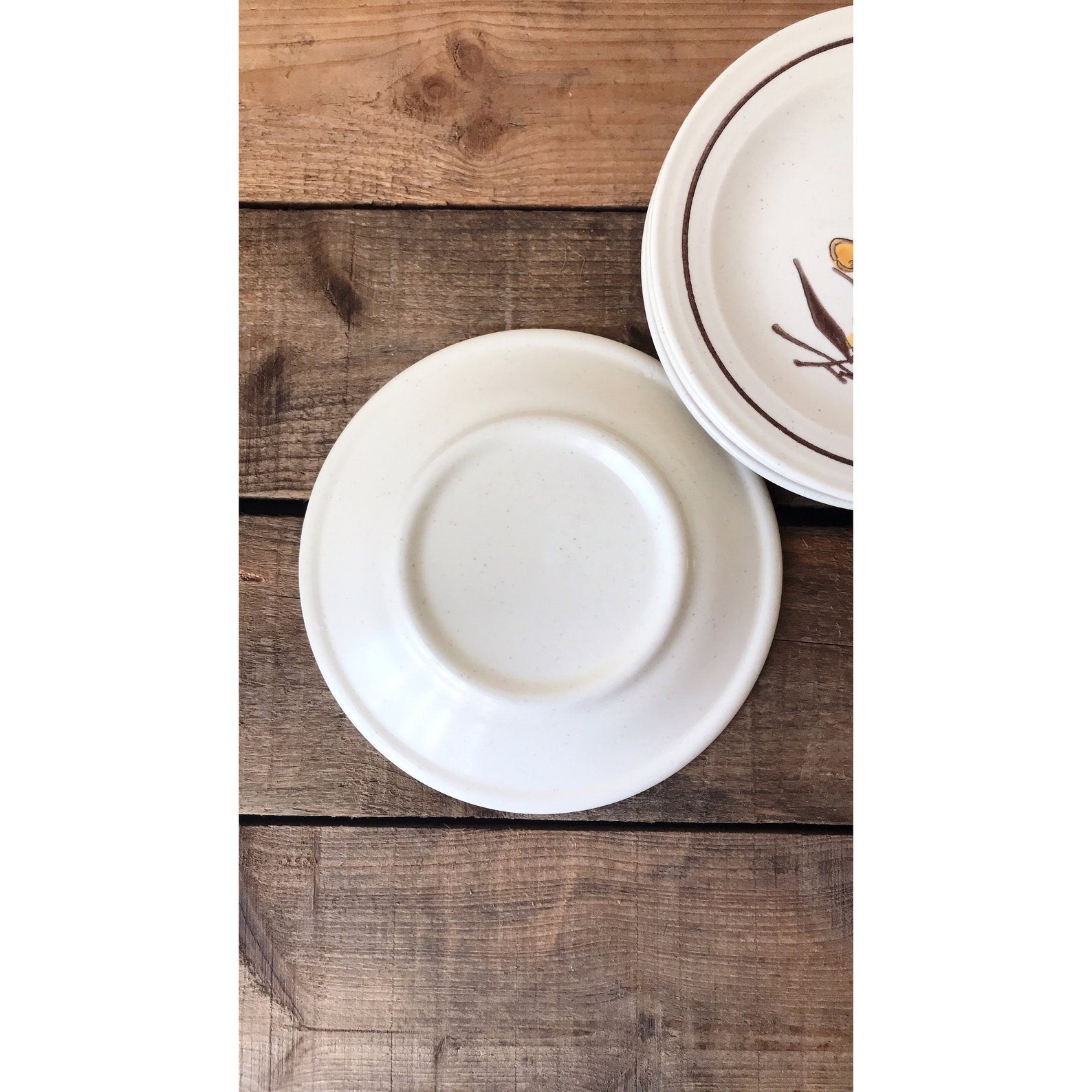 Set of 4 Floral Stoneware Bread and Butter Plates / Vintage Dessert Plates