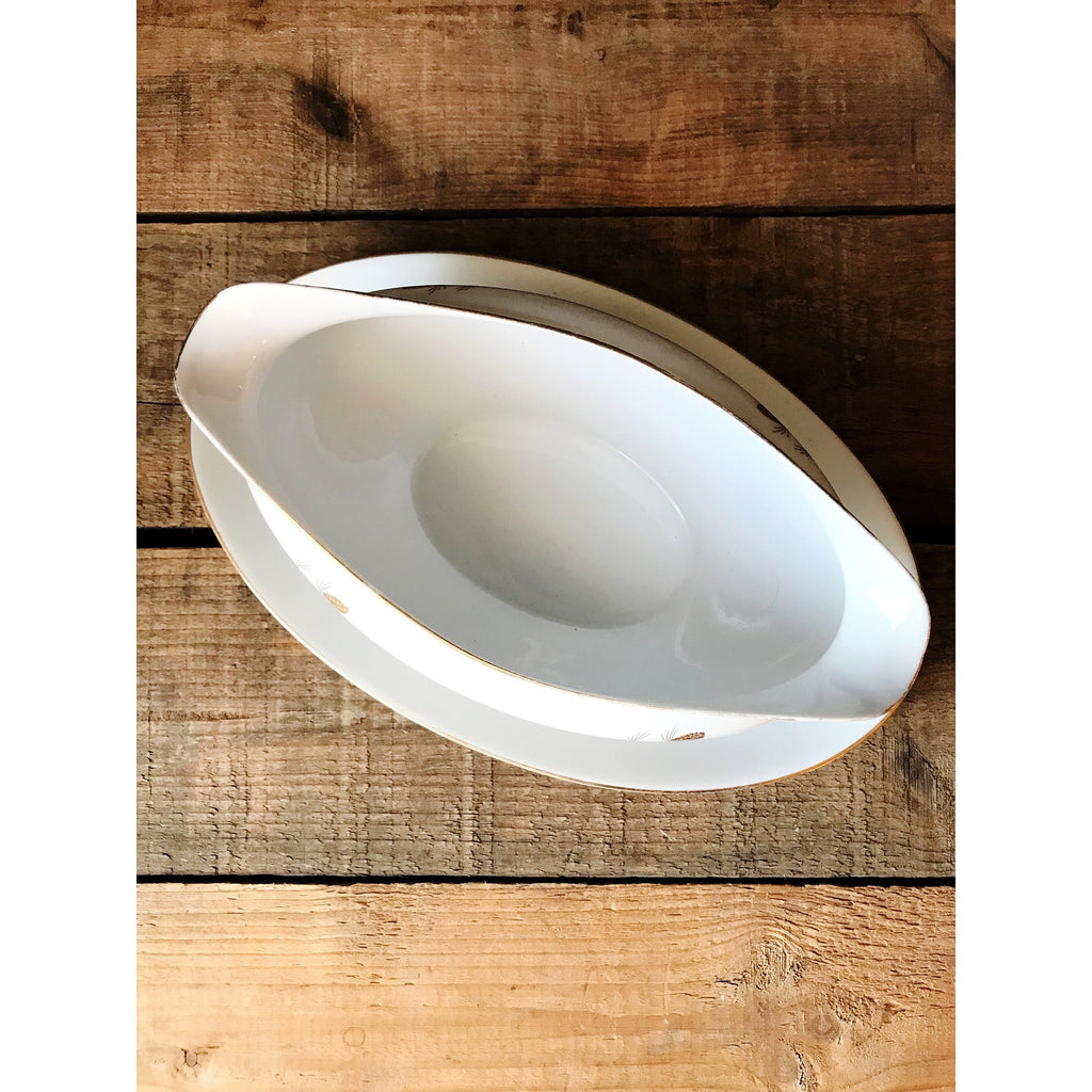 overhead of a porcelain Sone China gravy boat
