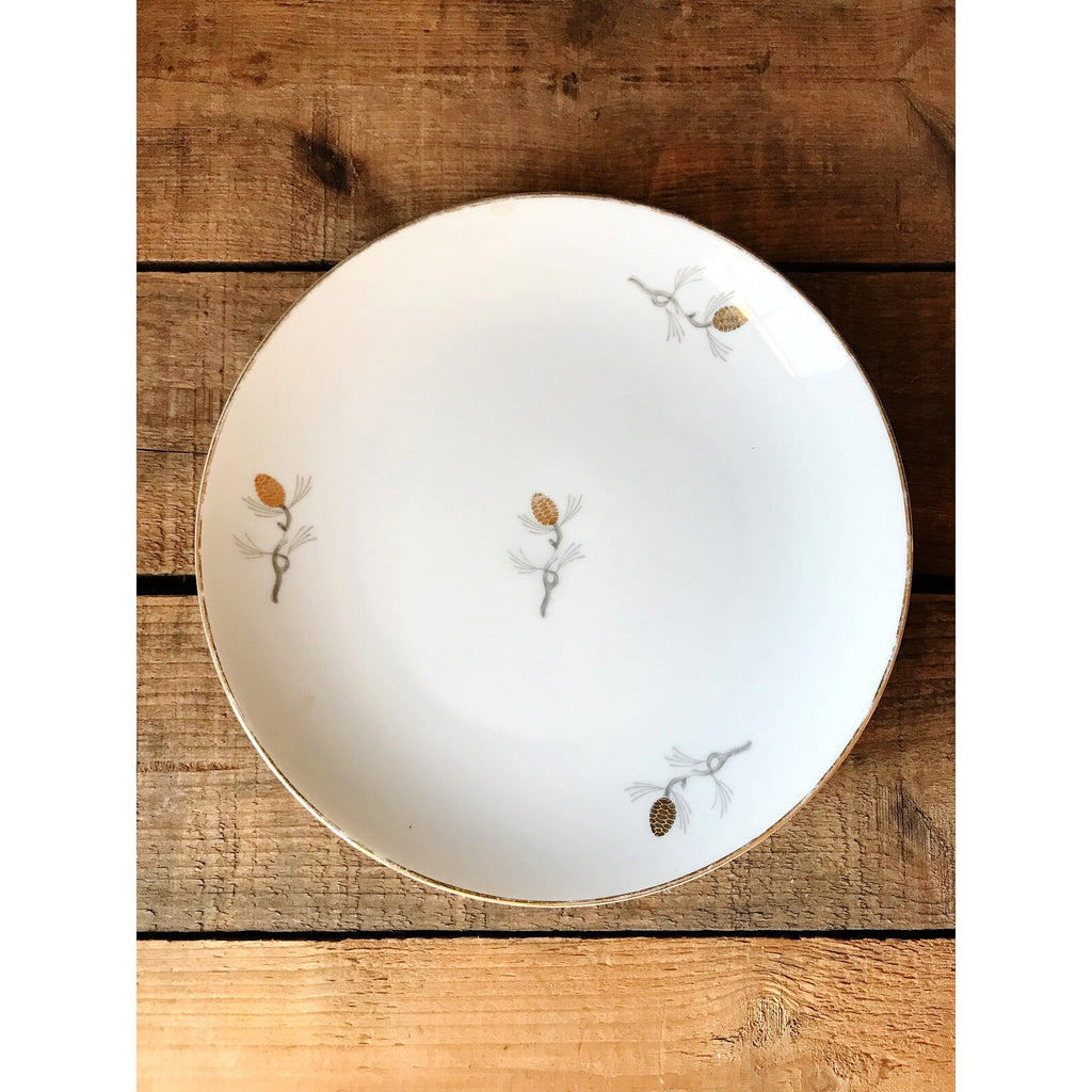Vintage Sone China Japan Pinecone Salad Plate on a wooden surface
