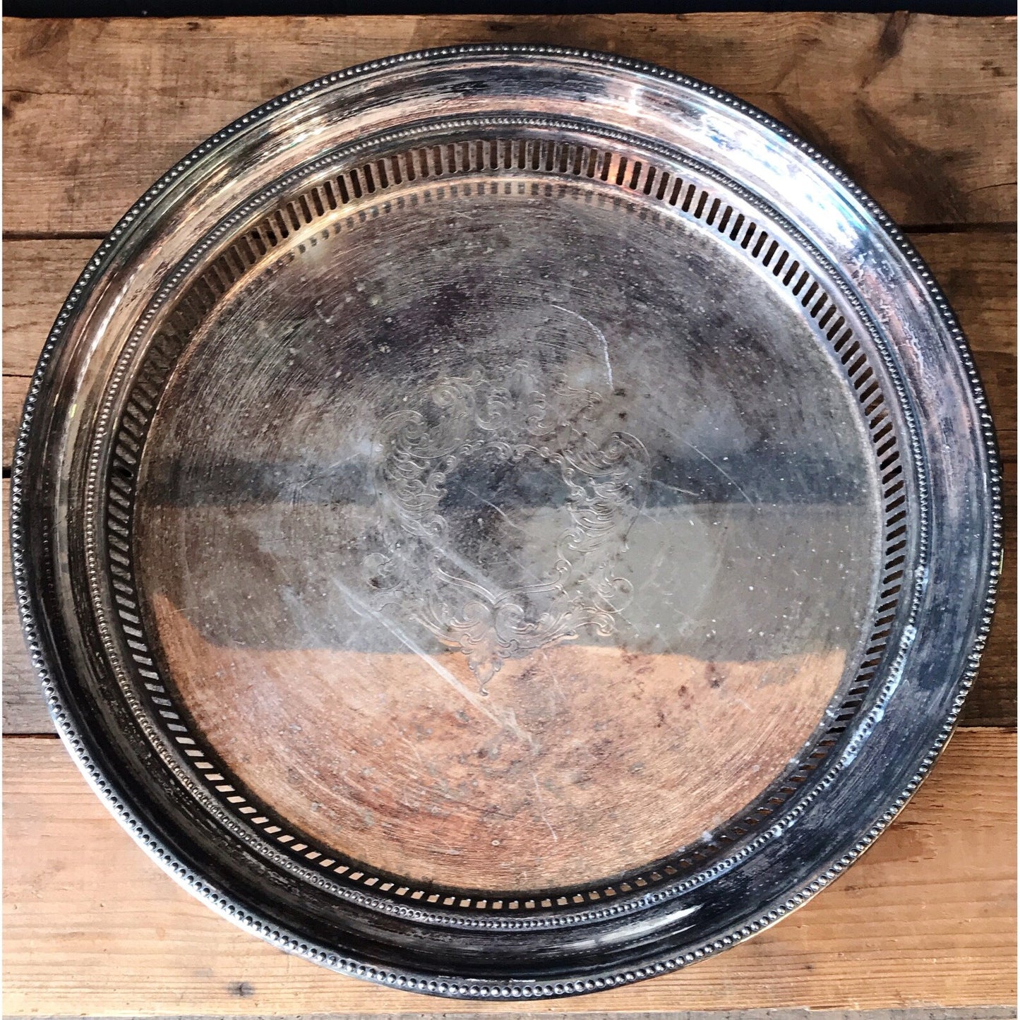 Large Vintage Towle Round Butler's Tray