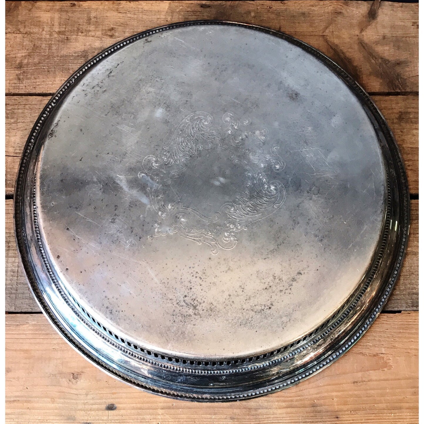 Large Vintage Towle Round Butler's Tray