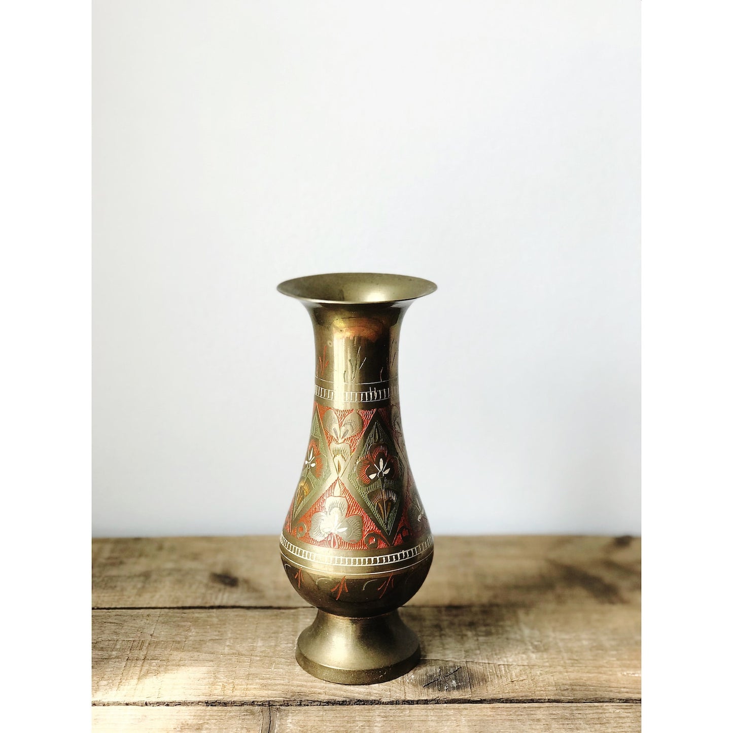 Engraved Brass Vintage Vase