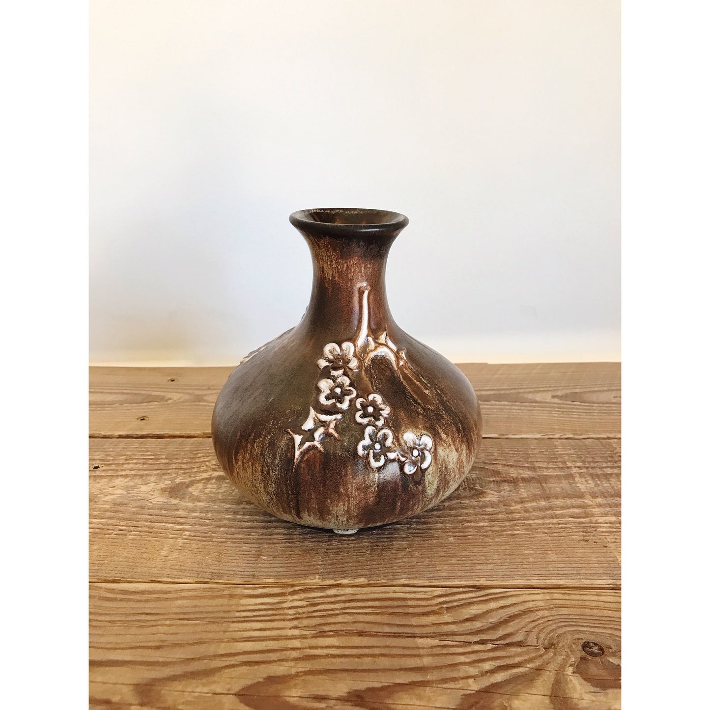 Vintage Brown Drip Flower Vase